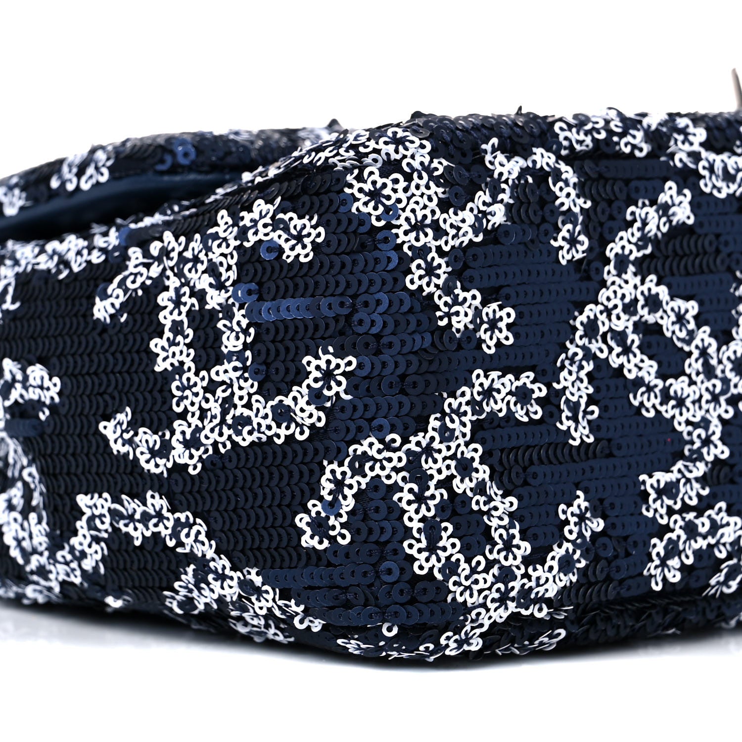 Chanel Lambskin Sequins Medium Single Flap Navy Blue White 8 of 10