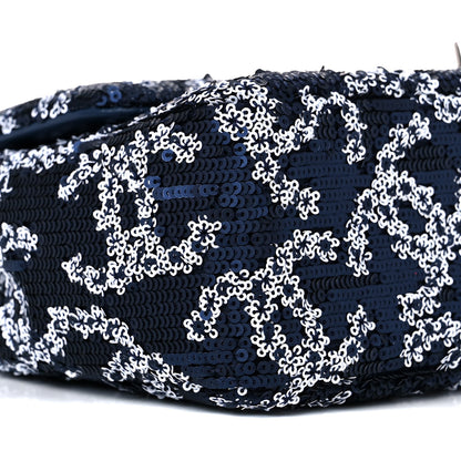 Chanel Lambskin Sequins Medium Single Flap Navy Blue White 8 of 10