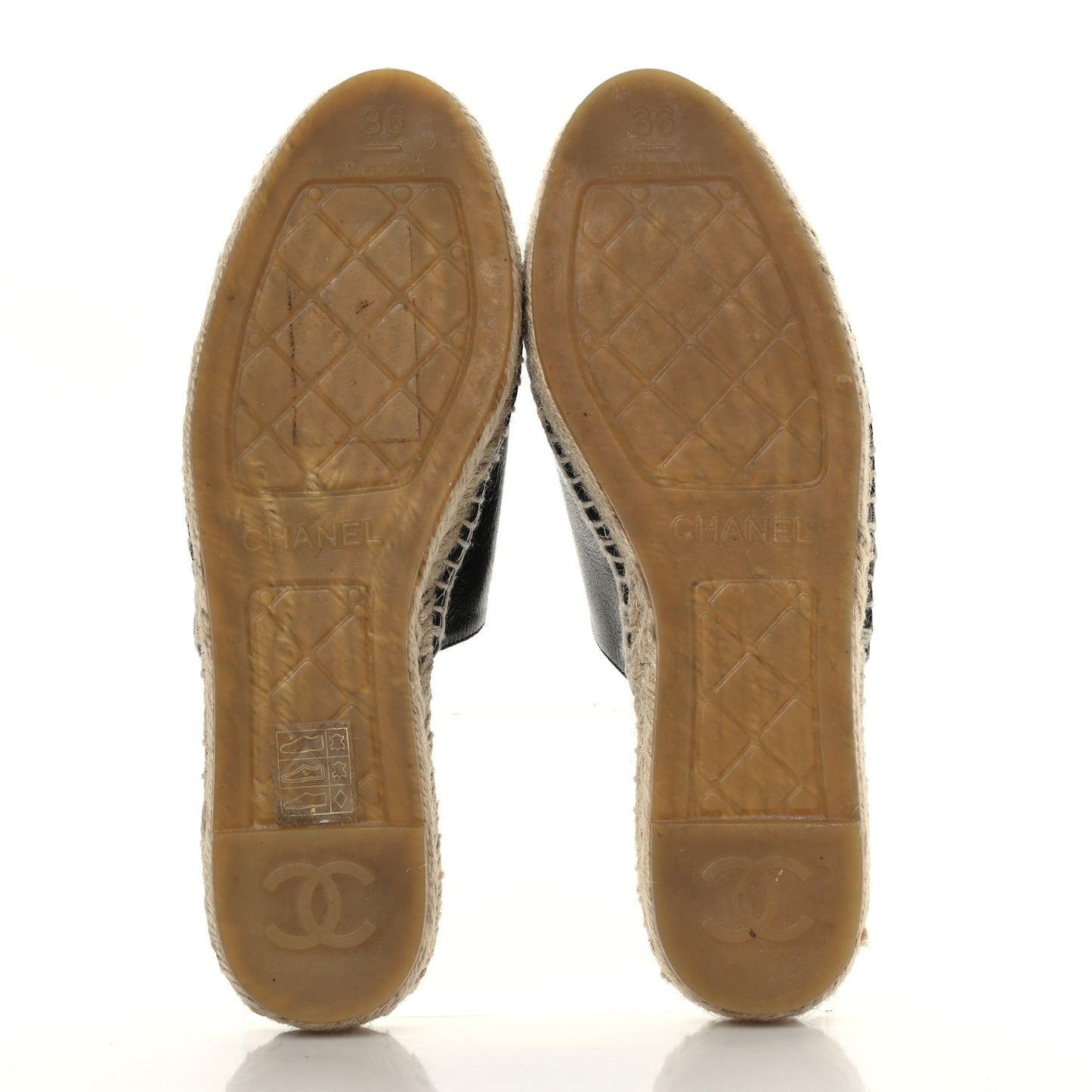 Goatskin Patent Calfskin CC Espadrille Mules 36 Black