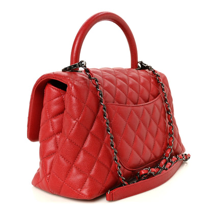 Chanel Caviar Quilted Small Coco Handle Flap Red 3 of 11