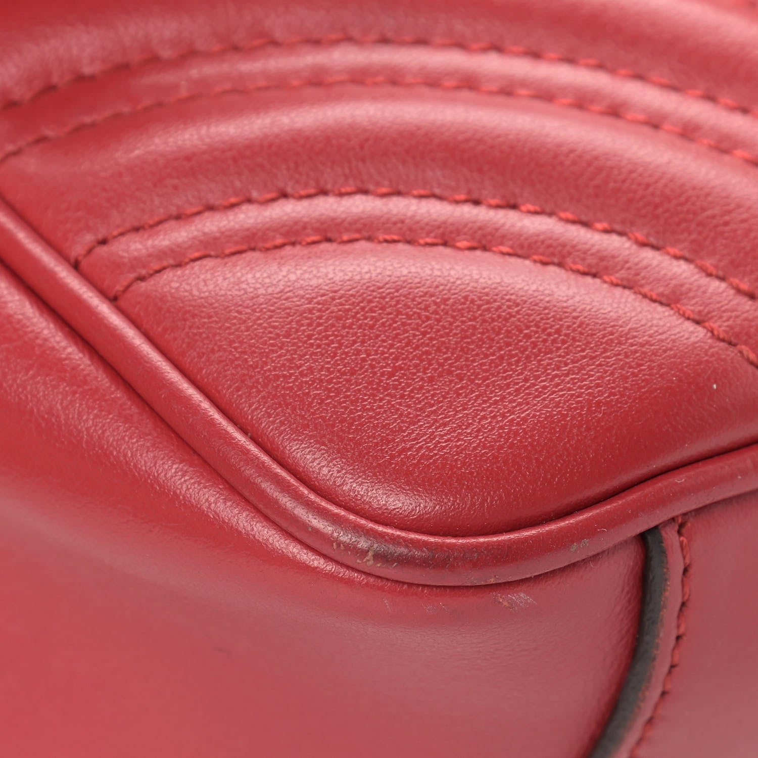 Gucci Calfskin Matelasse Mini GG Marmont Shoulder Bag Hibiscus Red 8 of 14