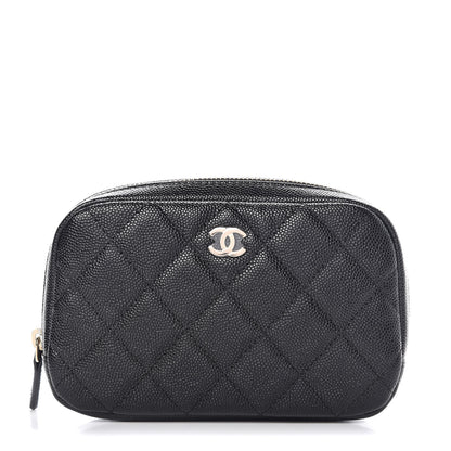 Chanel Caviar Quilted Small Curvy Pouch Cosmetic Case Black 1 of 8