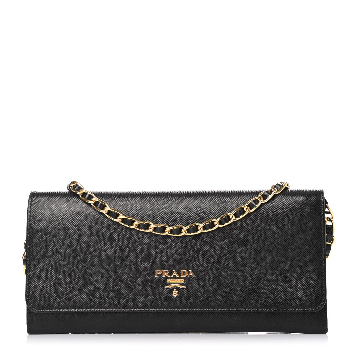 Saffiano Metal Oro Chain Wallet Black