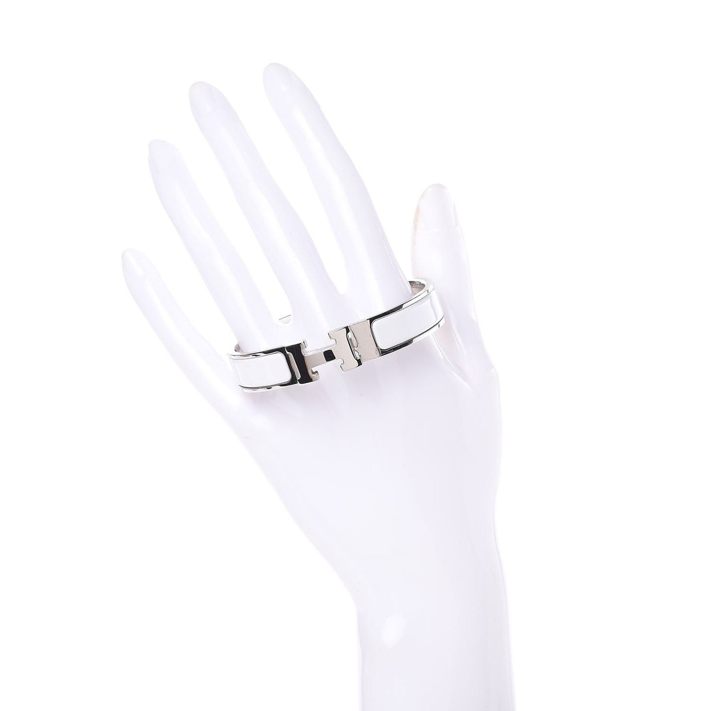 Enamel Narrow Clic Clac H Bracelet PM White