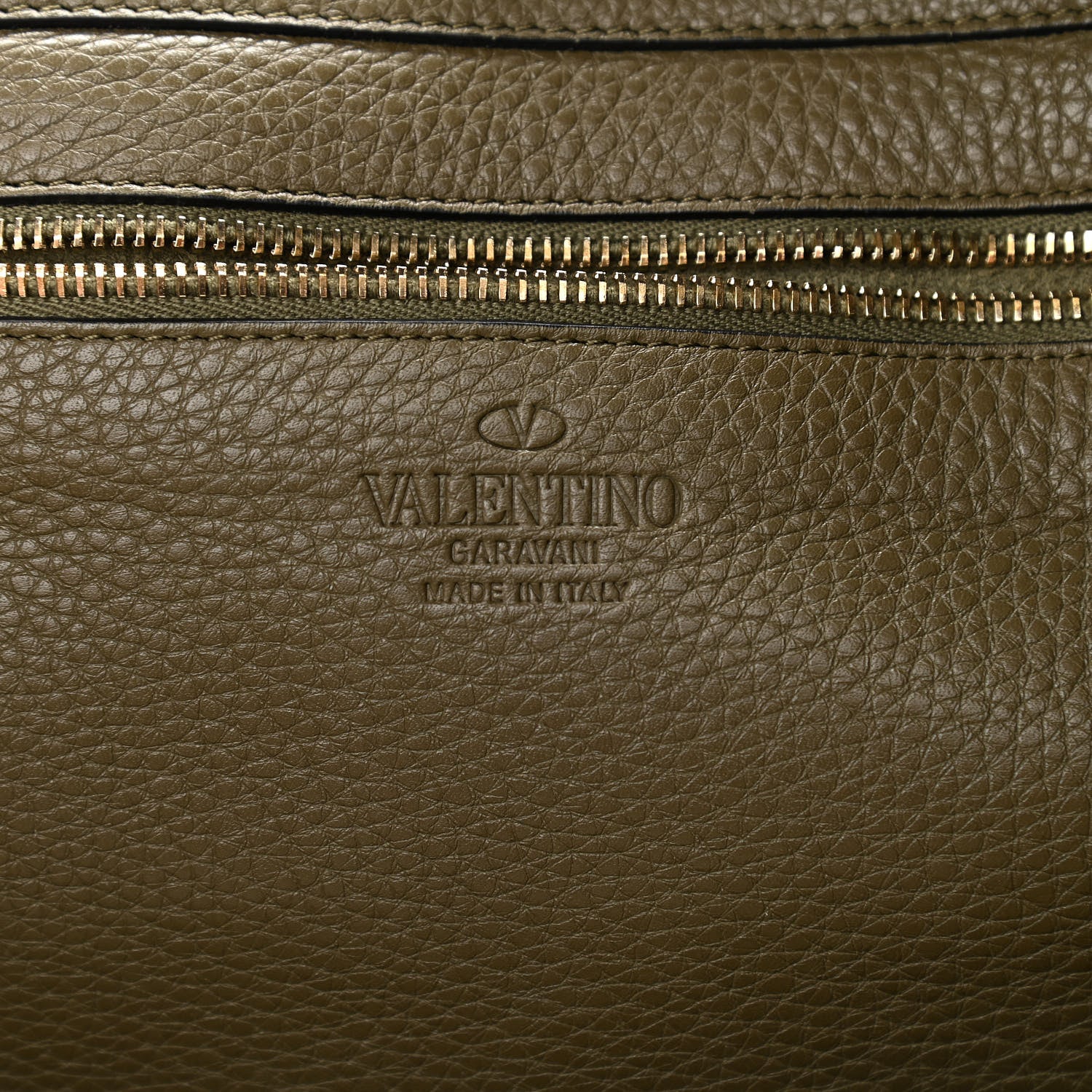 Valentino Garavani Pebbled Calfskin Medium Rockstud Tote Army Green 6 of 11