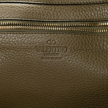 Valentino Garavani Pebbled Calfskin Medium Rockstud Tote Army Green 6 of 11