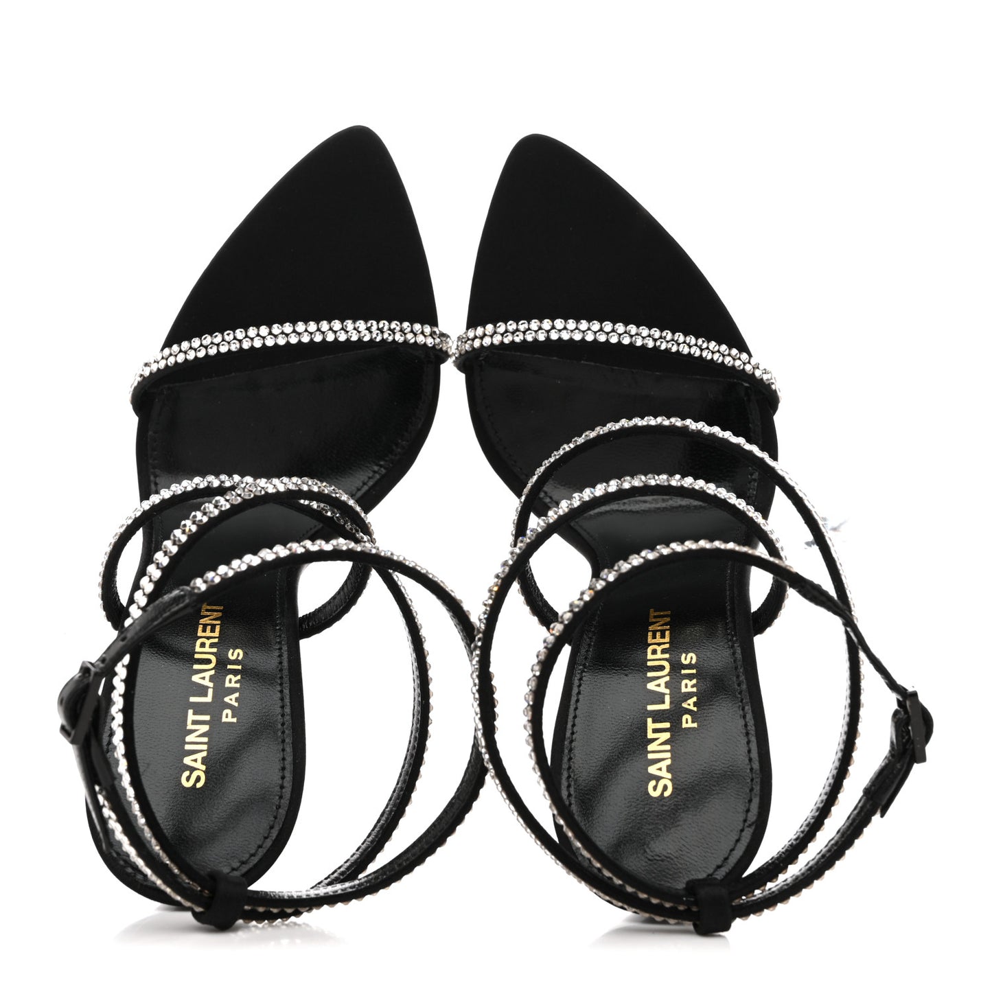 Crepe Satin Crystal Satine 110 Sandals 36 Black