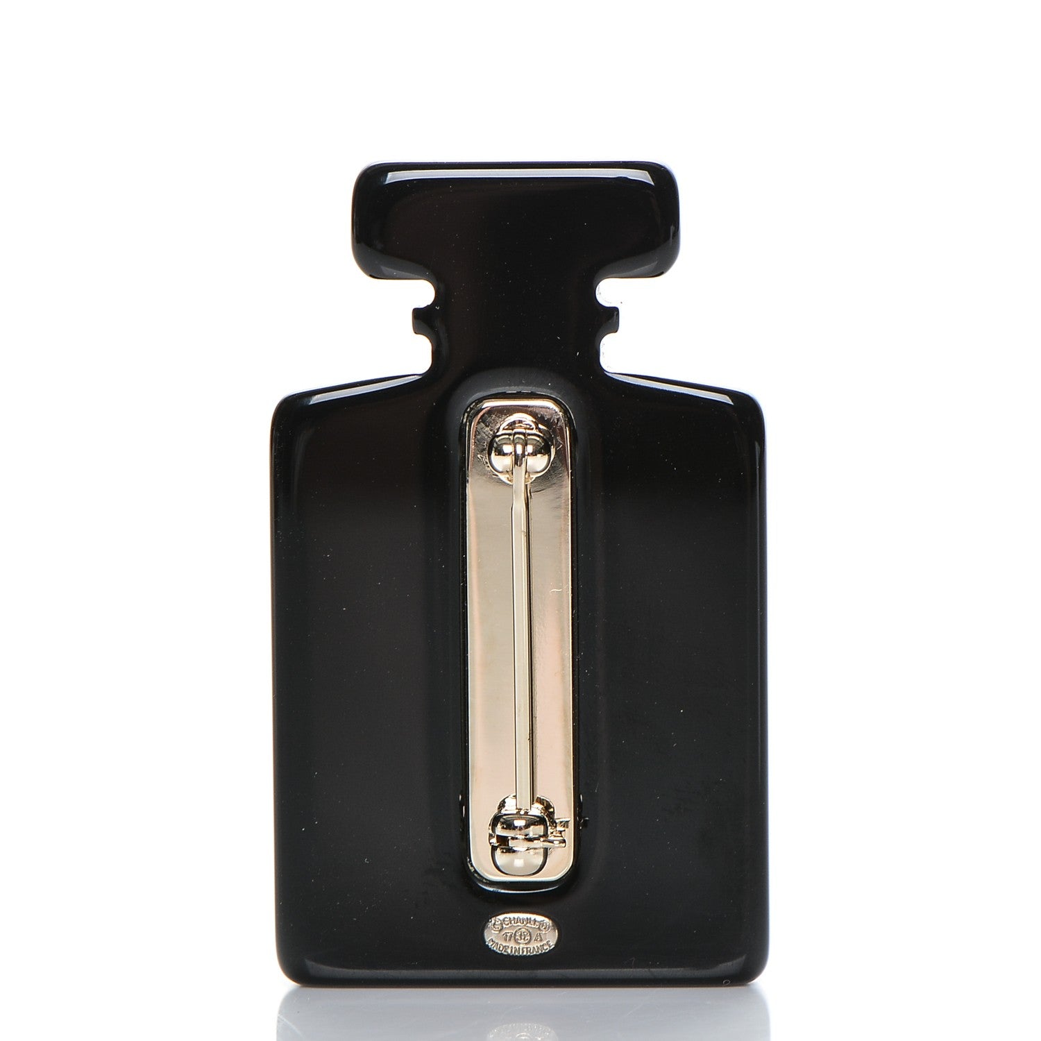 Chanel Resin Strass Perfume Bottle CC Brooch Black Gold 3 of 4