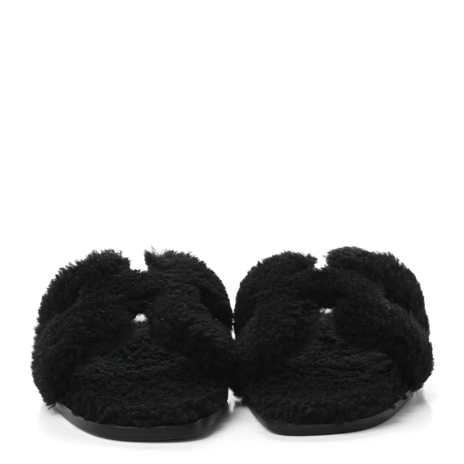 Hermes Woolskin Oran Sandals 37 Black 2 of 4