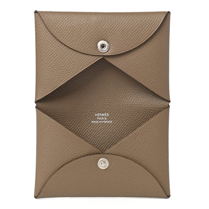Hermes Epsom Calvi Card Case Etoupe 5 of 7