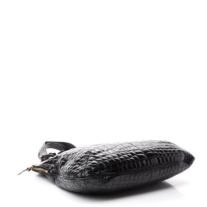 Saint Laurent Patent Crocodile Embossed Tribute Tote Black 4 of 14