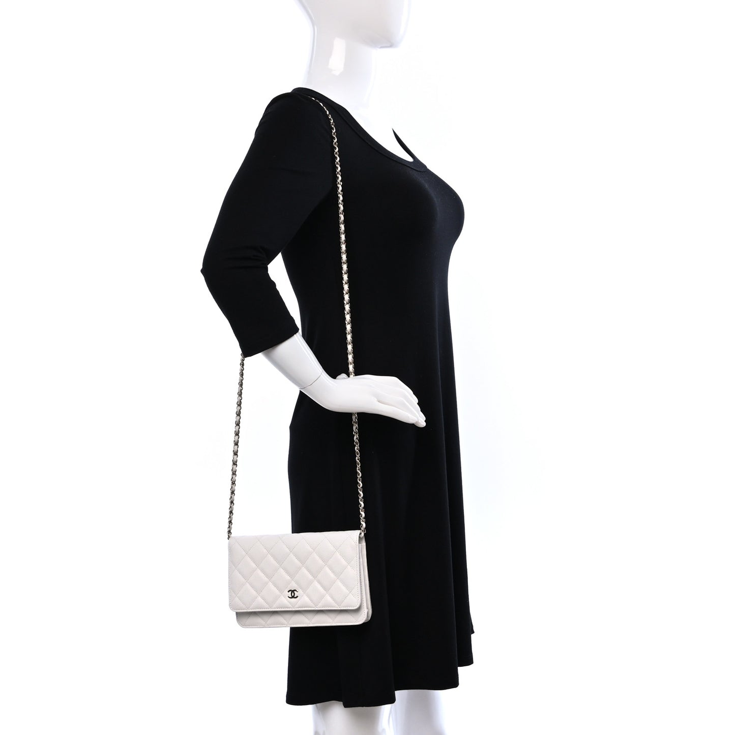 Caviar Quilted Wallet On Chain WOC White