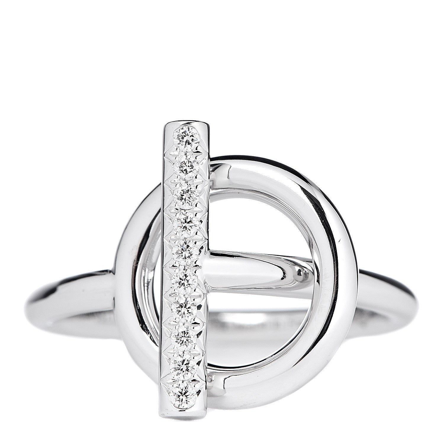 Hermes 18K White Gold Diamond PM Echappee Ring 48 4.5 1 of 7