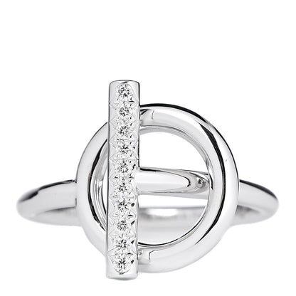 Hermes 18K White Gold Diamond PM Echappee Ring 48 4.5 1 of 7