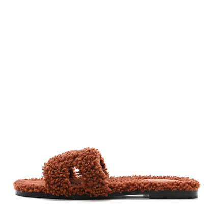 Hermes Woolskin Oran Sandals 40 Cognac 1 of 8