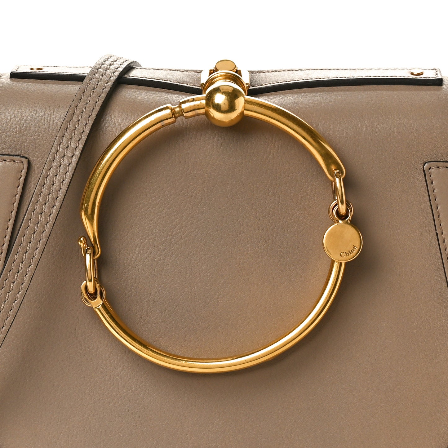Calfskin Suede Medium Nile Bracelet Bag Motty Grey