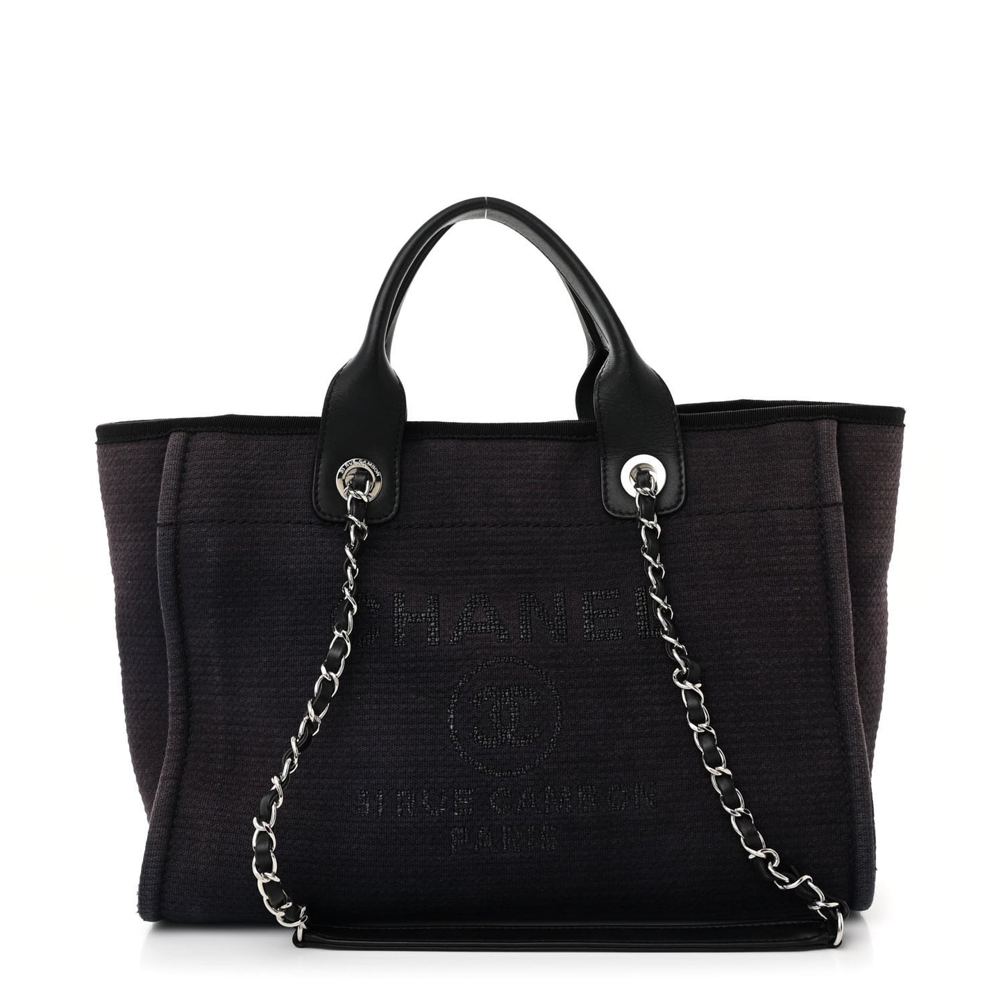 Mixed Fibers Calfskin Small Deauville Tote Black