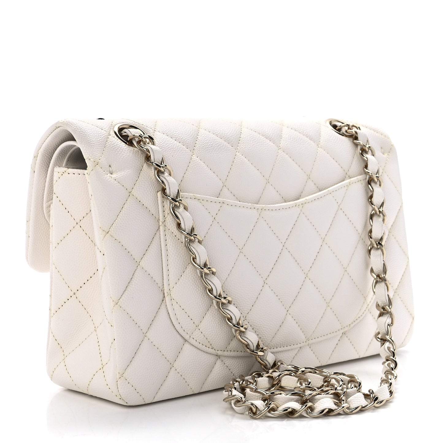 Caviar Quilted Small Double Flap White