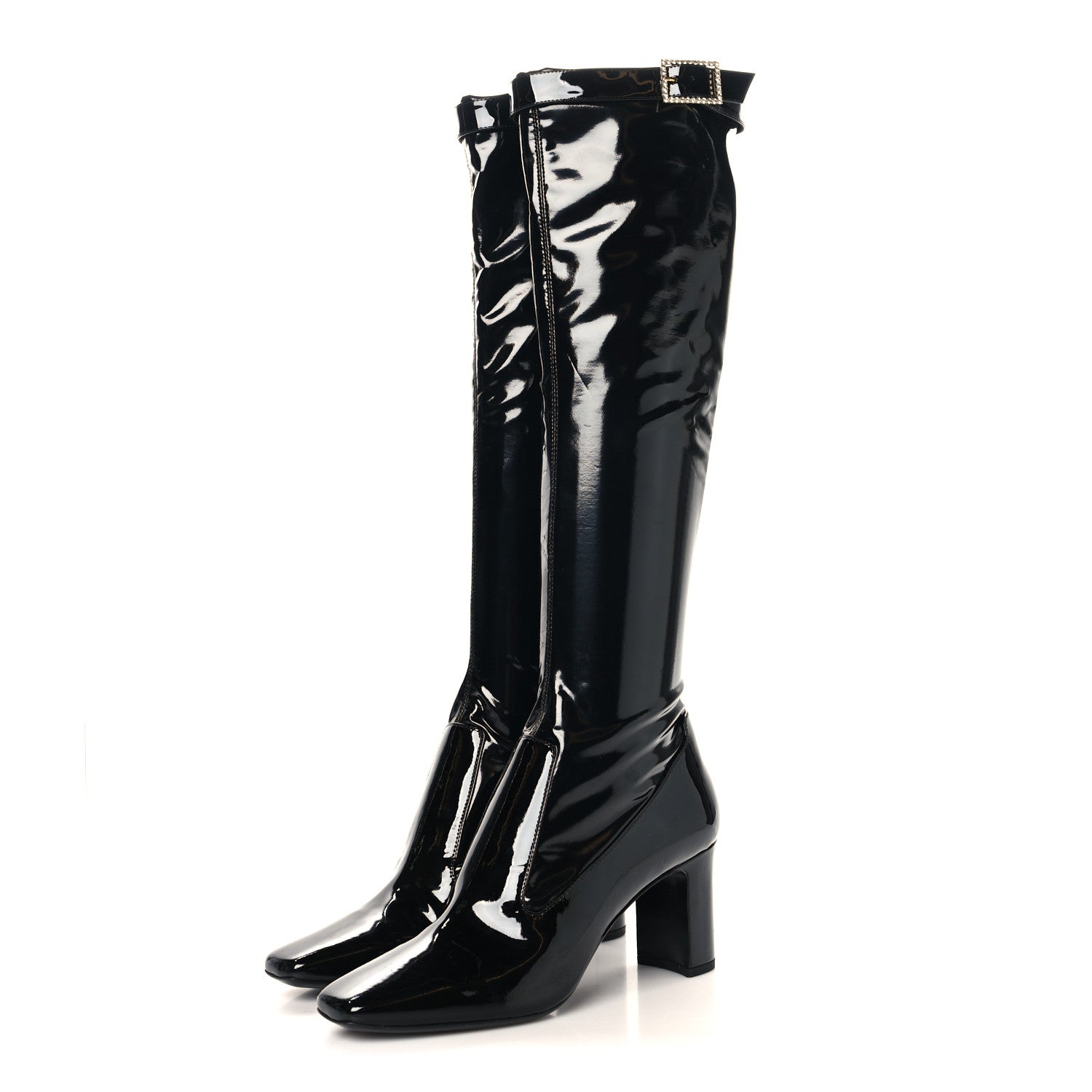 Saint Laurent Patent Calfskin Diane 100 Boots 41 Black 3 of 8