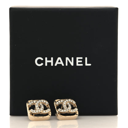 Chanel Crystal Square CC Earrings Gold 5 of 5