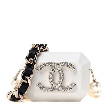 Chanel Resin Crystal Pearl Airpod Pro Case Necklace Gold White Pearly Black 1 of 5