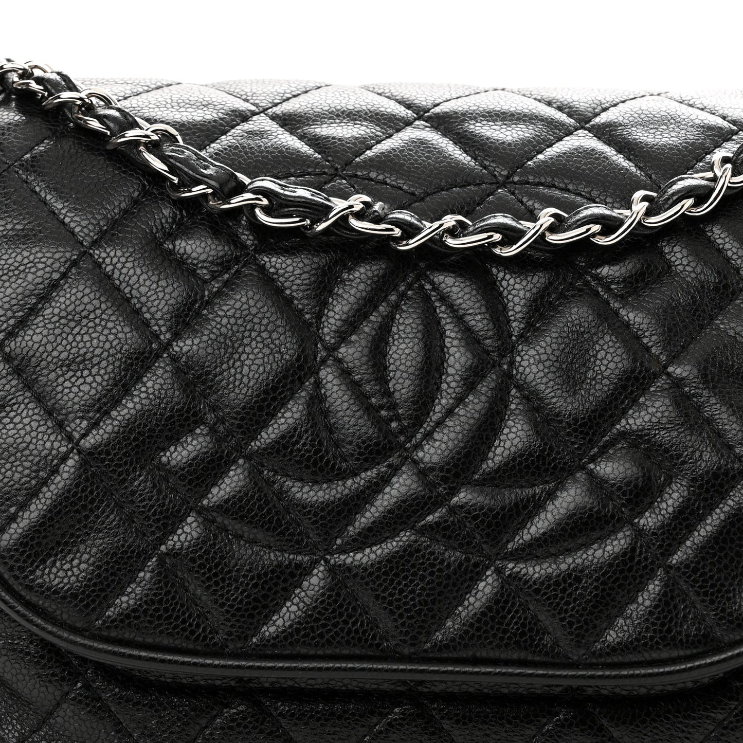 Caviar Quilted Timeless Accordion Flap Black