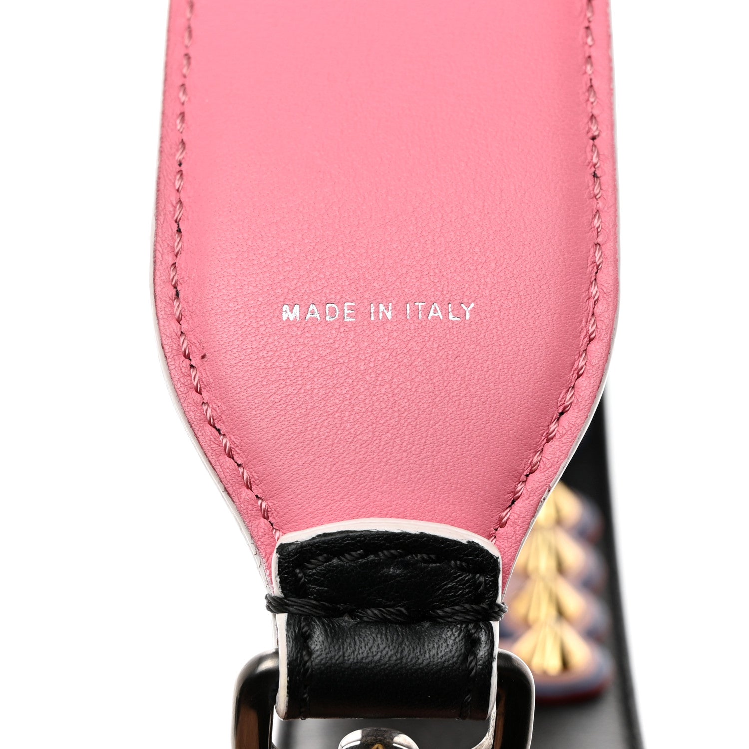 Fendi Vitello Dolce Fun Fair Metal Studded Strap You Black Multicolor 4 of 6