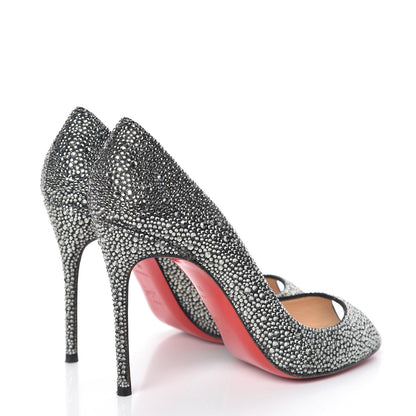Christian Louboutin Suede Crystal Sexy Strass 100 Peep Toe Pumps 40 Black Diamond 4 of 14