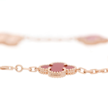 Van Cleef & Arpels 18K Rose Gold Carnelian 5 Motifs Guilloche Vintage Alhambra Bracelet 4 of 6