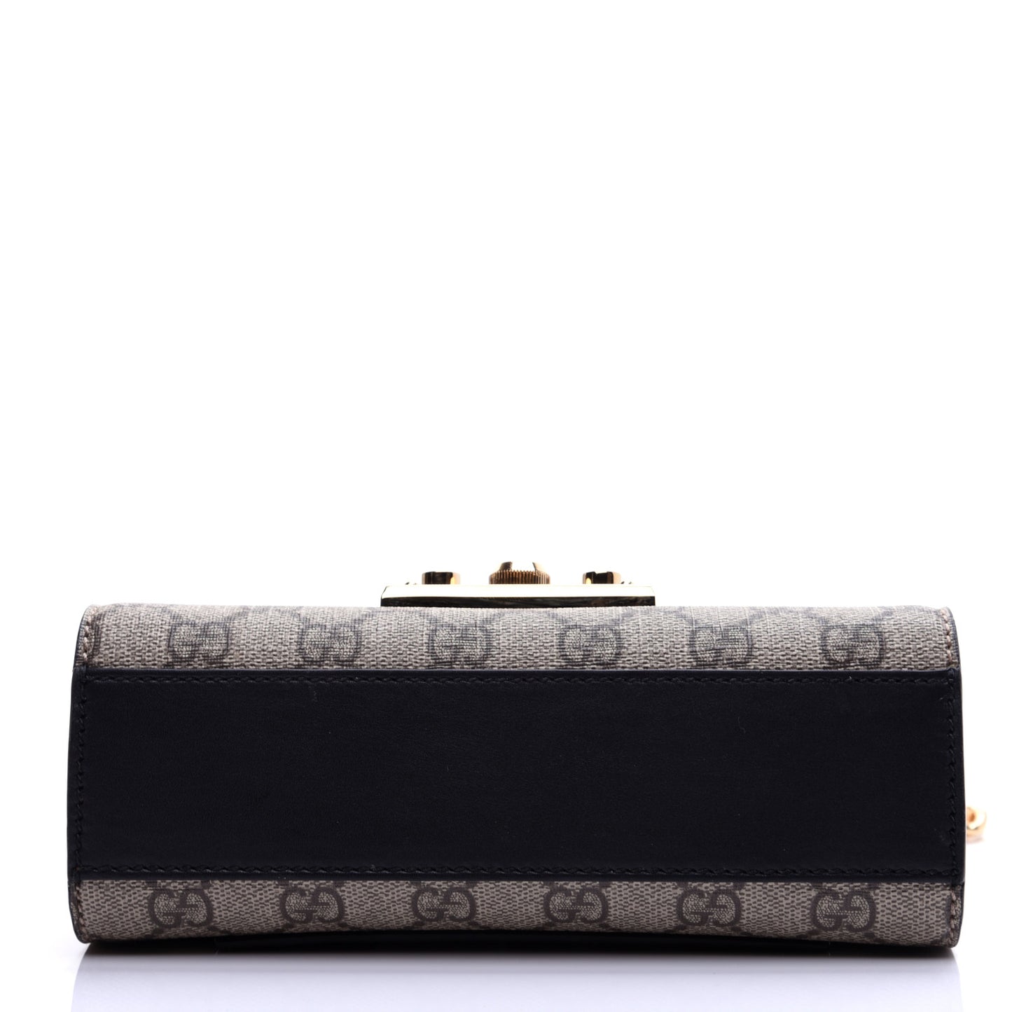 GG Supreme Monogram Calfskin Small Padlock Shoulder Bag Beige Black Cuir