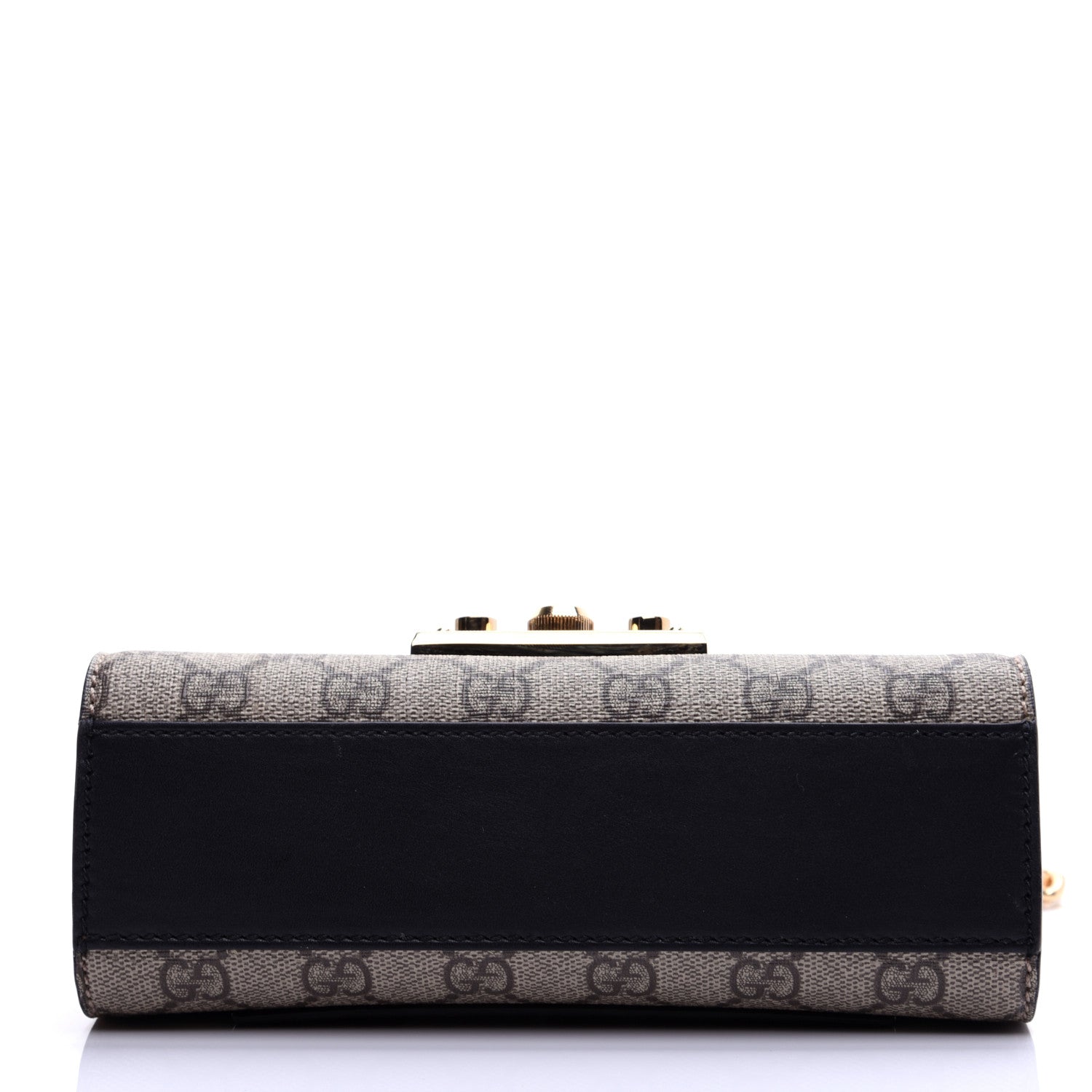 Gucci GG Supreme Monogram Calfskin Small Padlock Shoulder Bag Beige Black Cuir 10 of 13