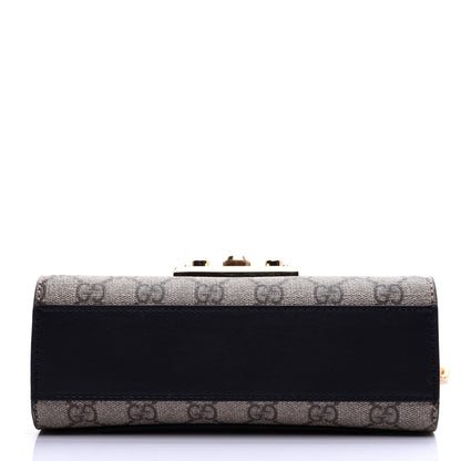 Gucci GG Supreme Monogram Calfskin Small Padlock Shoulder Bag Beige Black Cuir 10 of 13