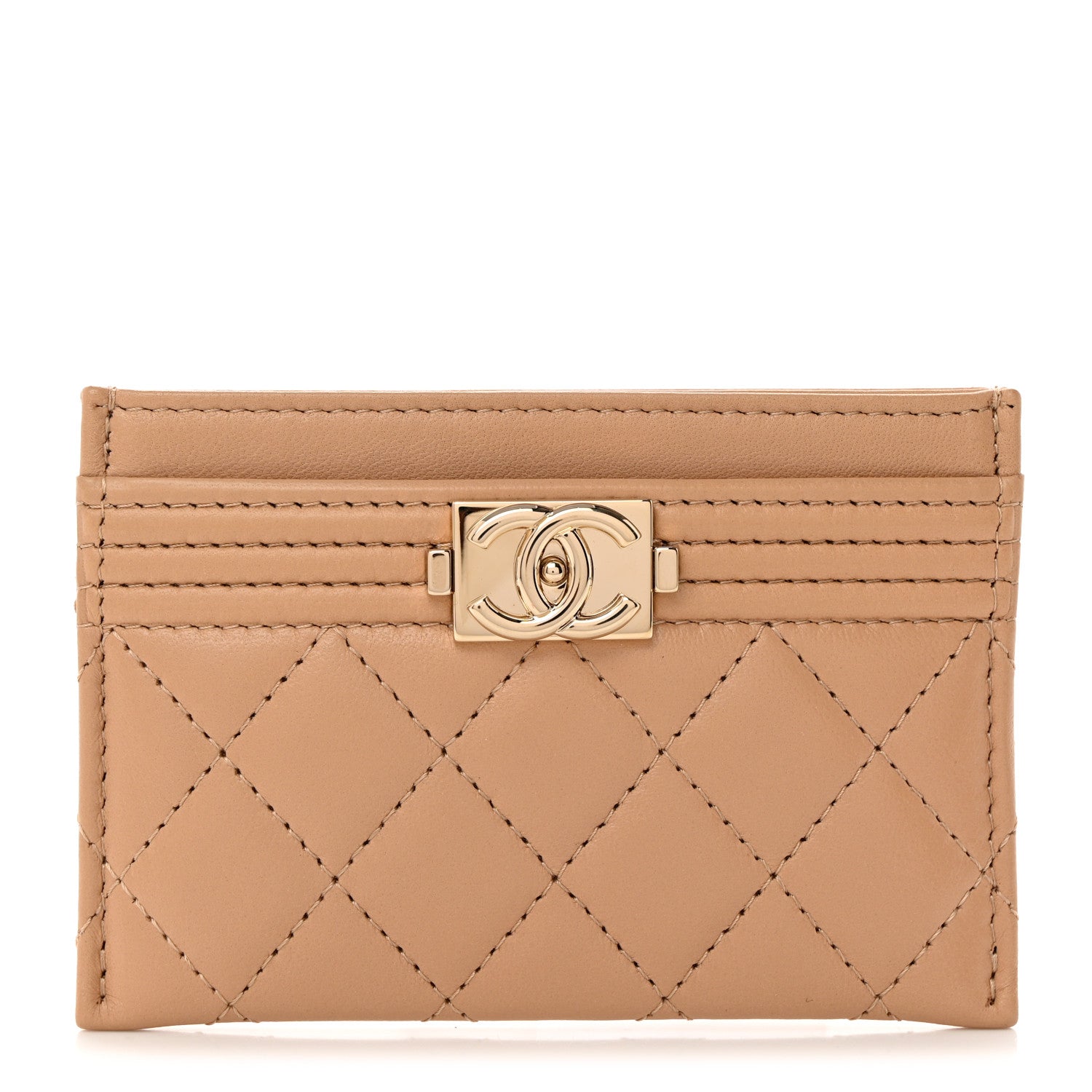 Chanel Lambskin Quilted Boy Card Holder Beige 1 of 8