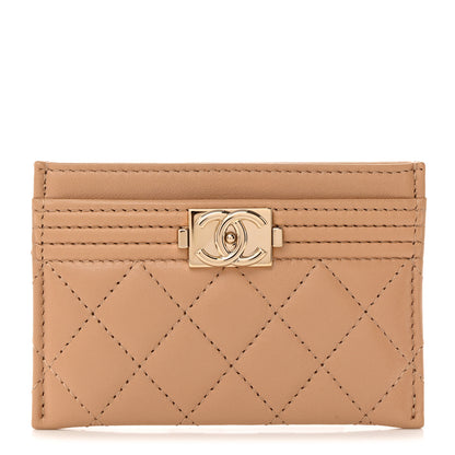 Chanel Lambskin Quilted Boy Card Holder Beige 1 of 8
