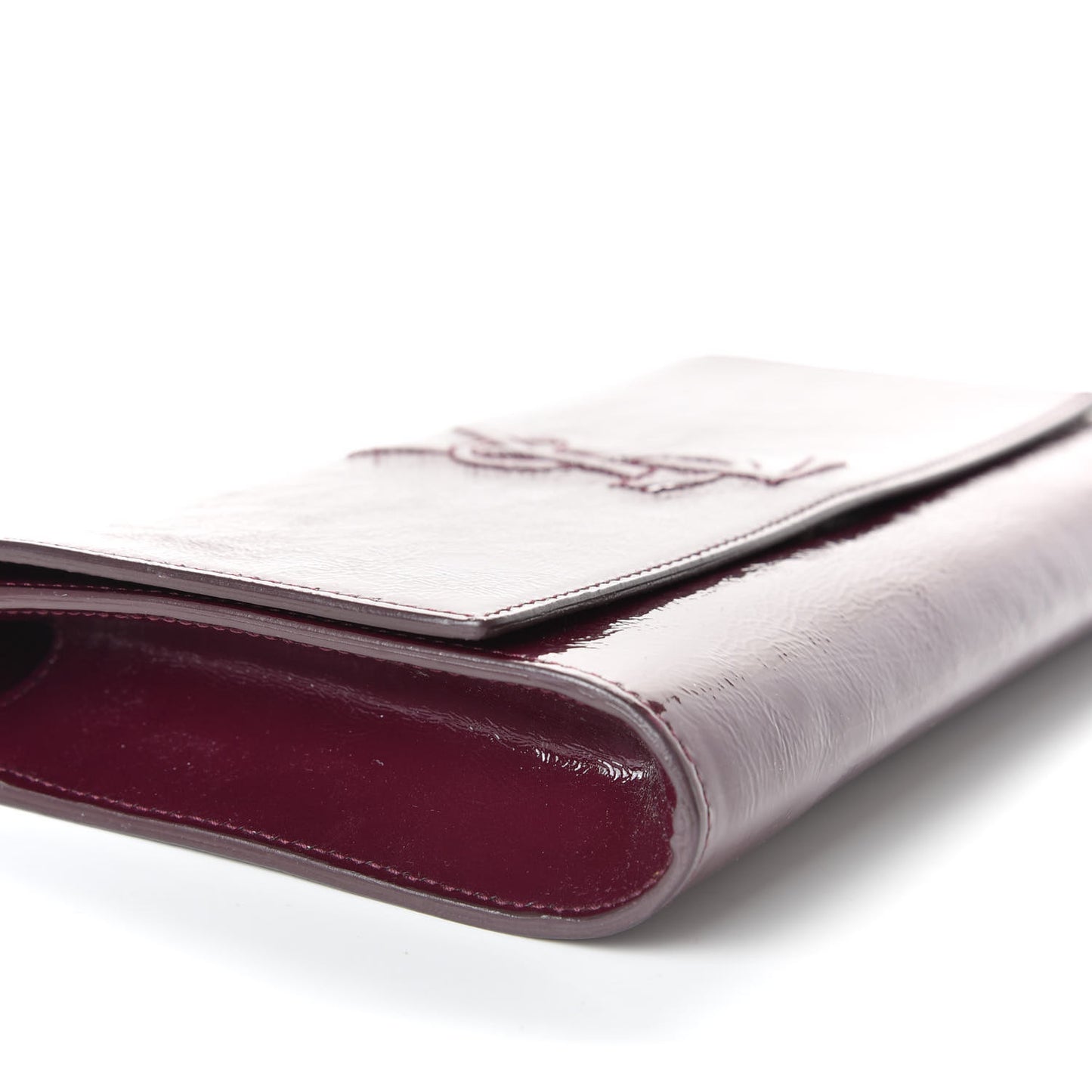 Textured Patent Calfskin Large Belle De Jour Clutch Bordeaux