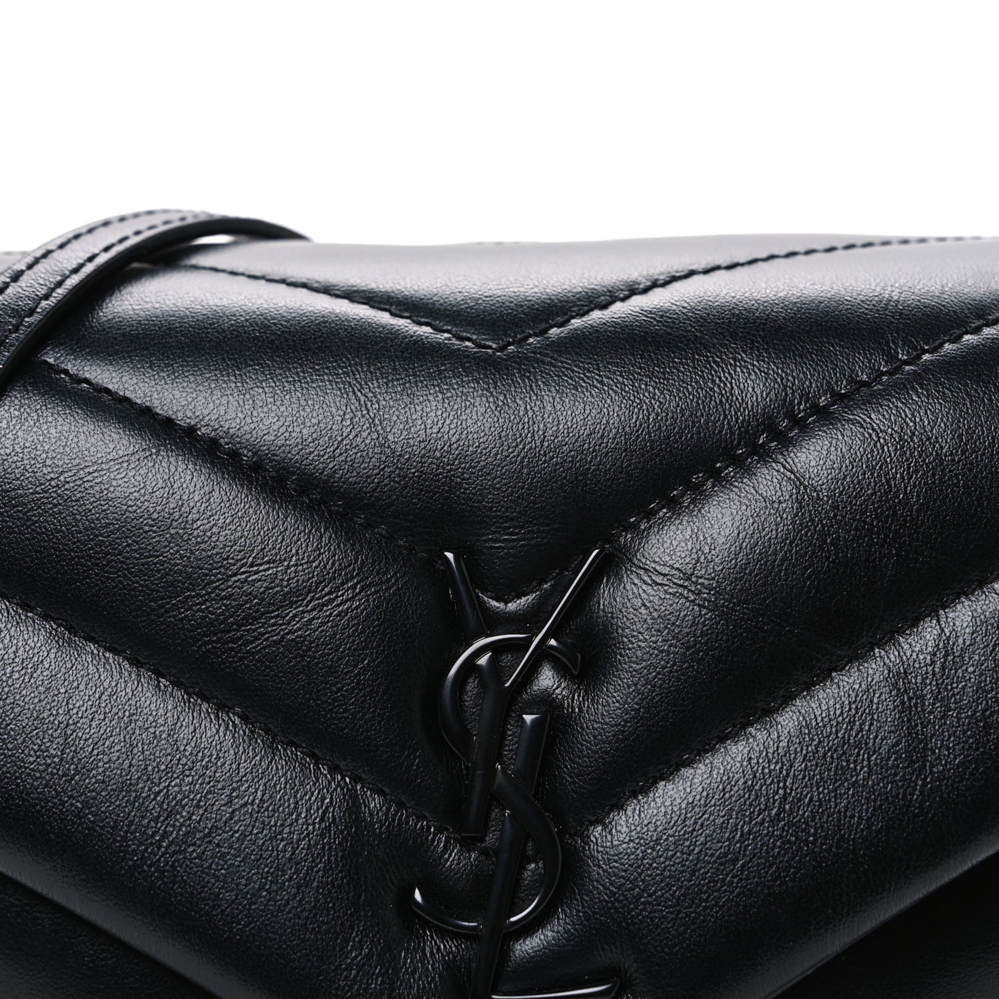 Calfskin Y Quilted Monogram Monochrome Toy Loulou Crossbody Bag Black