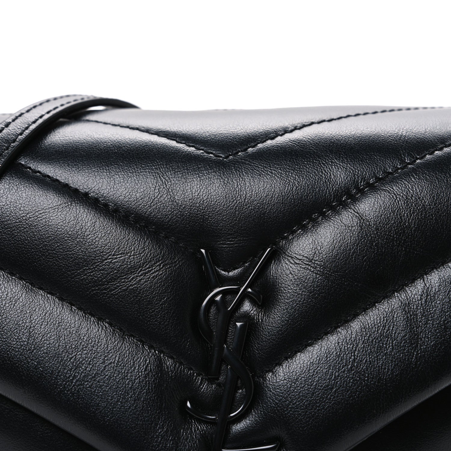 Saint Laurent Calfskin Y Quilted Monogram Monochrome Toy Loulou Crossbody Bag Black 8 of 10