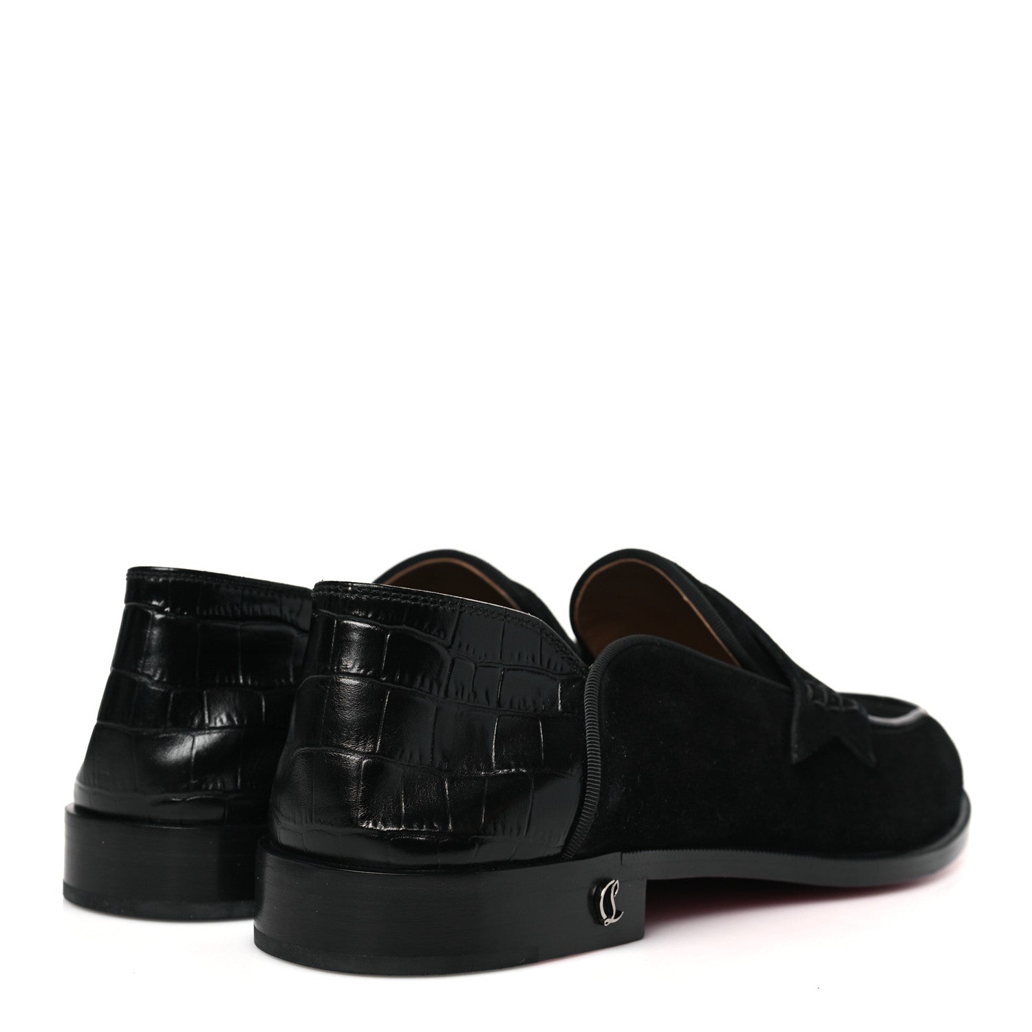 Christian Louboutin Crosta Alligator Embossed Mens Penny No Back Flat 42.5 Black 4 of 8