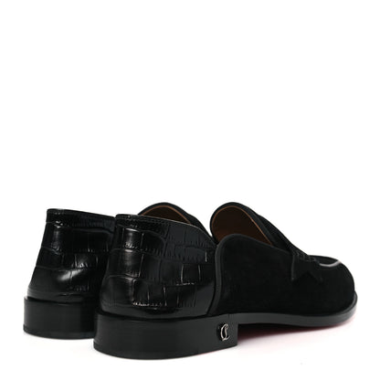 Christian Louboutin Crosta Alligator Embossed Mens Penny No Back Flat 42.5 Black 4 of 8