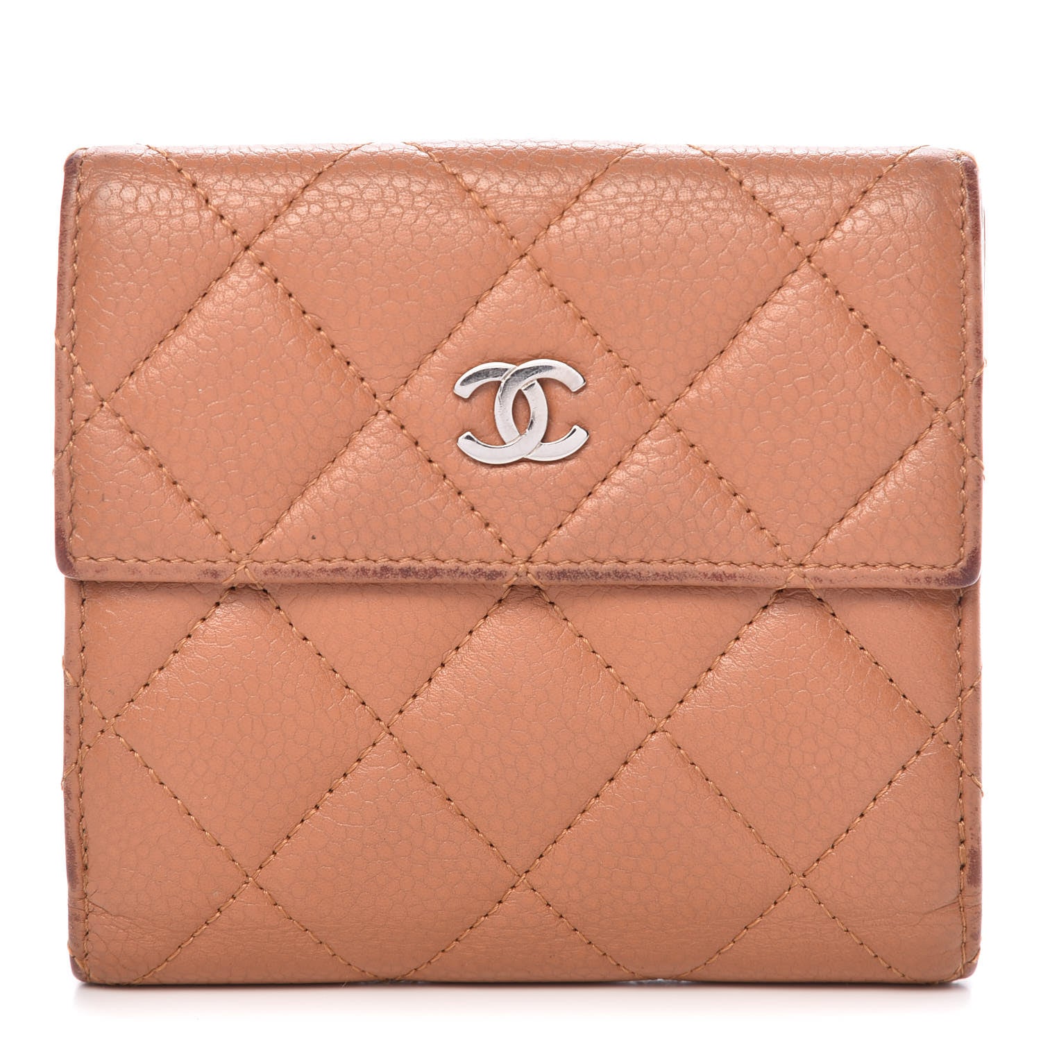 Chanel Caviar Quilted Compact French Flap Wallet Dark Beige 1 of 20
