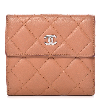 Chanel Caviar Quilted Compact French Flap Wallet Dark Beige 1 of 20