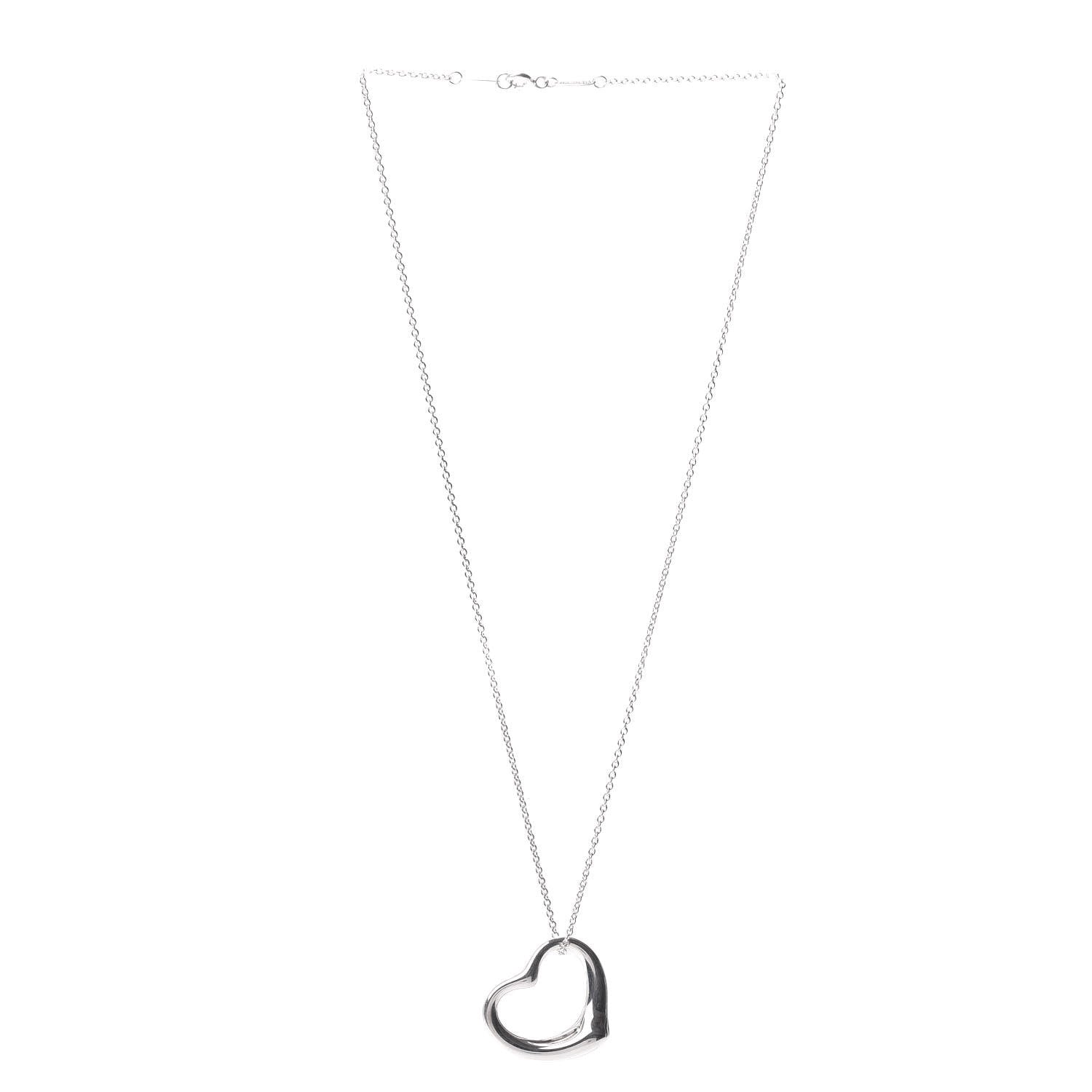 Tiffany Sterling Silver 27mm Elsa Peretti Open Heart Pendant Necklace 3 of 4