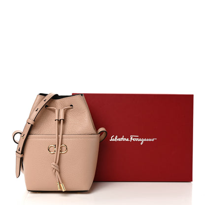 Salvatore Ferragamo Grained Calfskin Mini Gancino Bucket Bag Amaretti 9 of 9