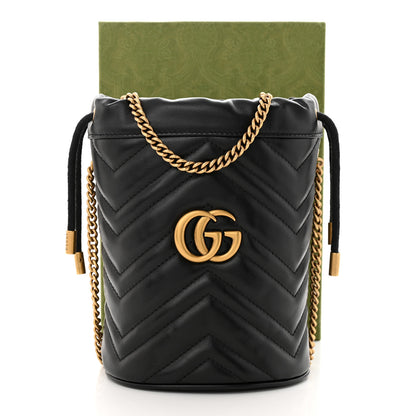 Gucci Calfskin Matelasse Mini GG Marmont 2.0 Bucket Bag Black 13 of 13