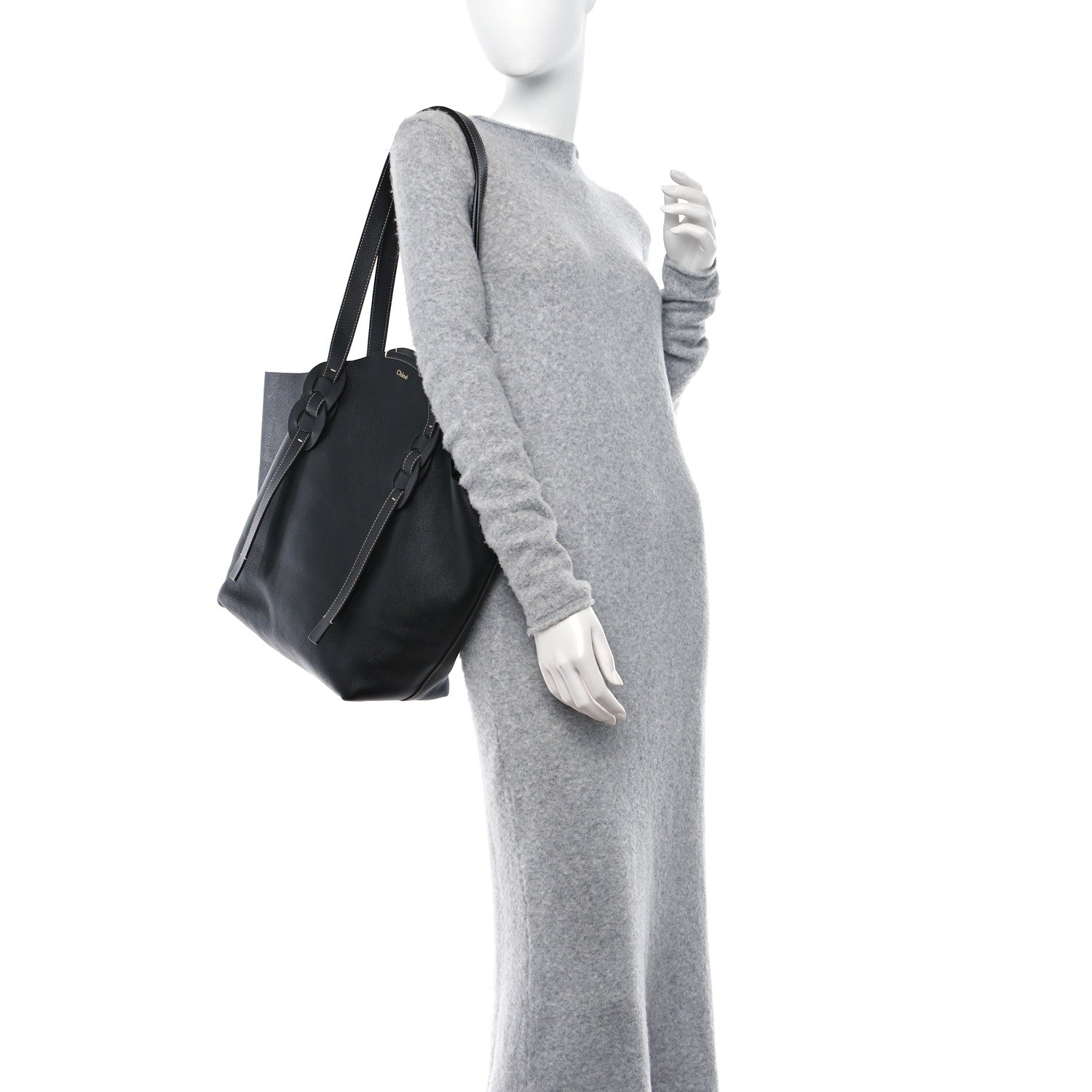 Chloe Small Grain Smooth Calfskin Medium Darryl Tote Black 3 of 9
