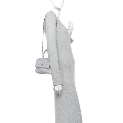 Chanel Metallic Caviar Quilted Mini Coco Handle Flap Silver 2 of 10