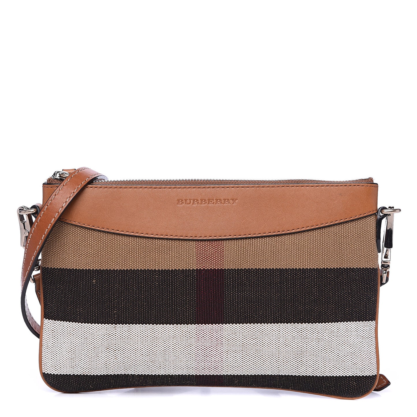 Mega Check Peyton Crossbody Clutch Bag Saddle Brown