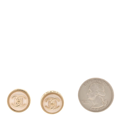 Chanel Resin CC Turnlock Earrings White Gold 2 of 5
