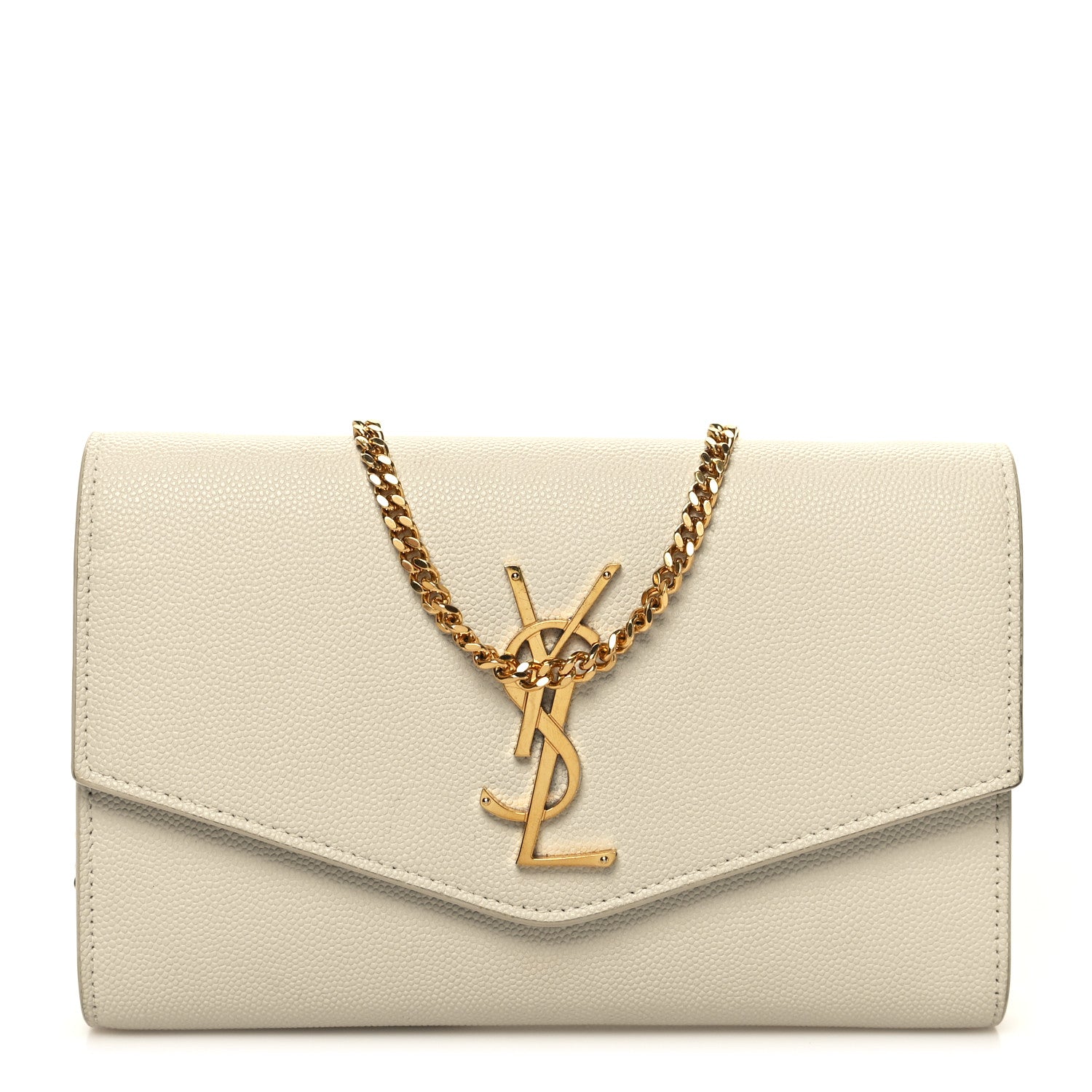 Saint Laurent Grain De Poudre Monogram Uptown Chain Wallet Crema Soft 1 of 12