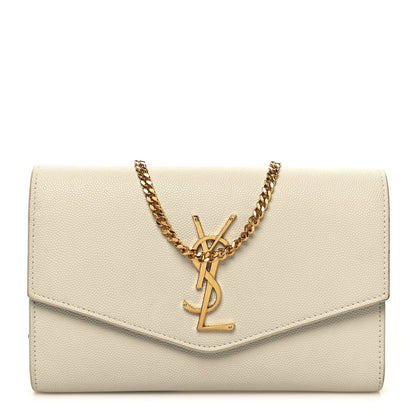 Saint Laurent Grain De Poudre Monogram Uptown Chain Wallet Crema Soft 1 of 12